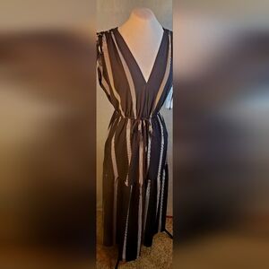 Calvin Klein elegant Black and White Striped Dress